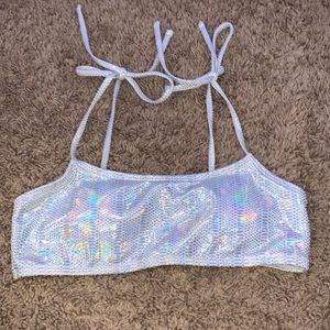 Holographic snakeskin swimsuit top!